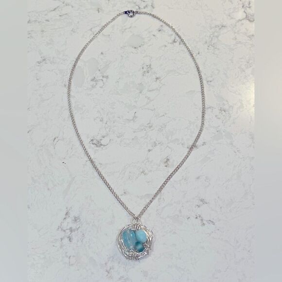 *3/$20* Silver tone and robin’s egg blue bird’s nest necklace - Picture 2 of 3